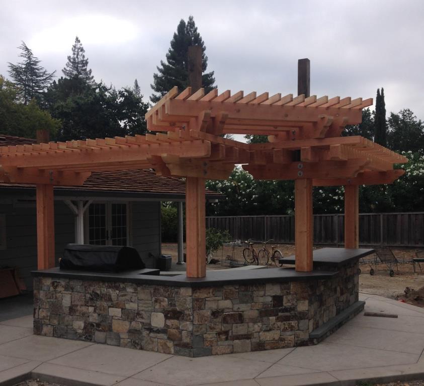 BBQ Outdoor Kitchen and Arbor Design in Danville